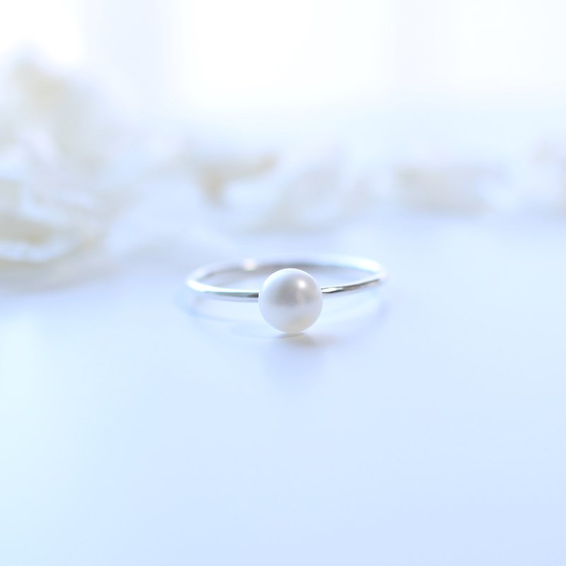 淡水パールの指輪　14kgf / SV925 - 戒指 - 珍珠 白色
