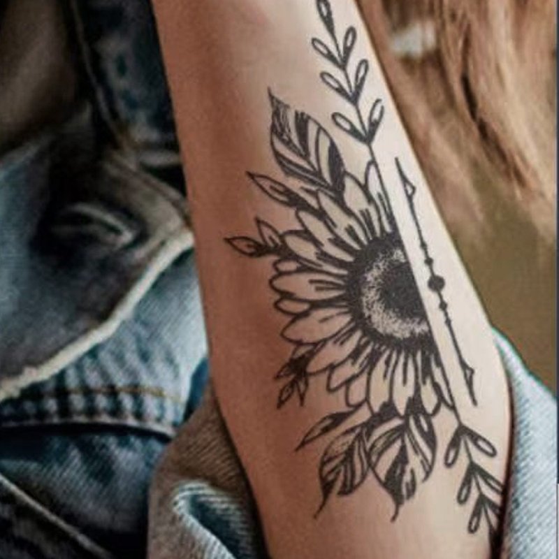 Send 2 pictures [Half Life Flower] Realistic semi-permanent tattoo pattern herbal tattoo stickers simulation long-lasting waterproof men - สติ๊กเกอร์แทททู - กระดาษ หลากหลายสี