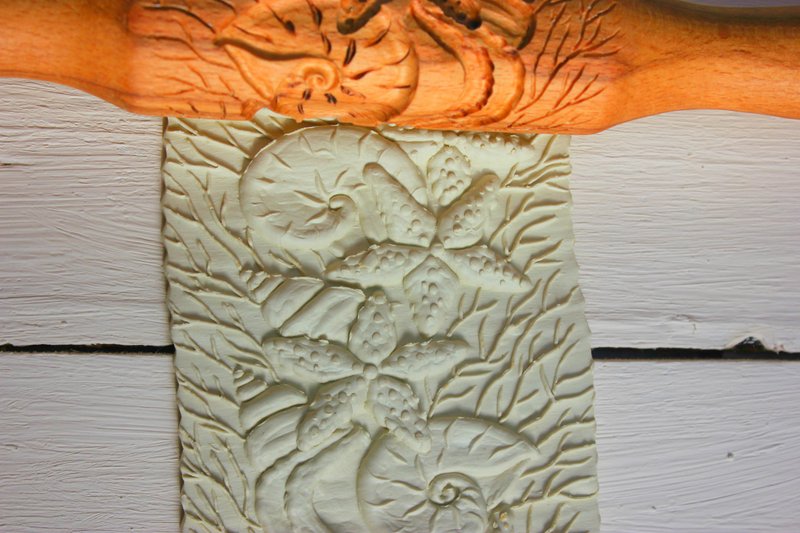 rolling pin,patterned rolling pin, clay rolling pin, sea pattern rolling pin - 廚房家電 - 木頭 咖啡色