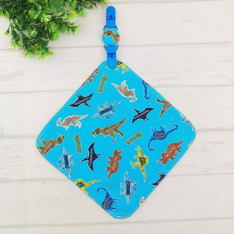 A large collection of dinosaurs. Double-sided cotton handkerchief + handkerchief clip (can increase the price of 40 embroidery name) - Bibs - Cotton & Hemp Blue