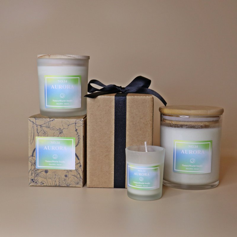 Aurora Cosmos Fragranced Essential Oil Candle/3 Sizes/5 Aromas - Candles & Candle Holders - Glass Khaki