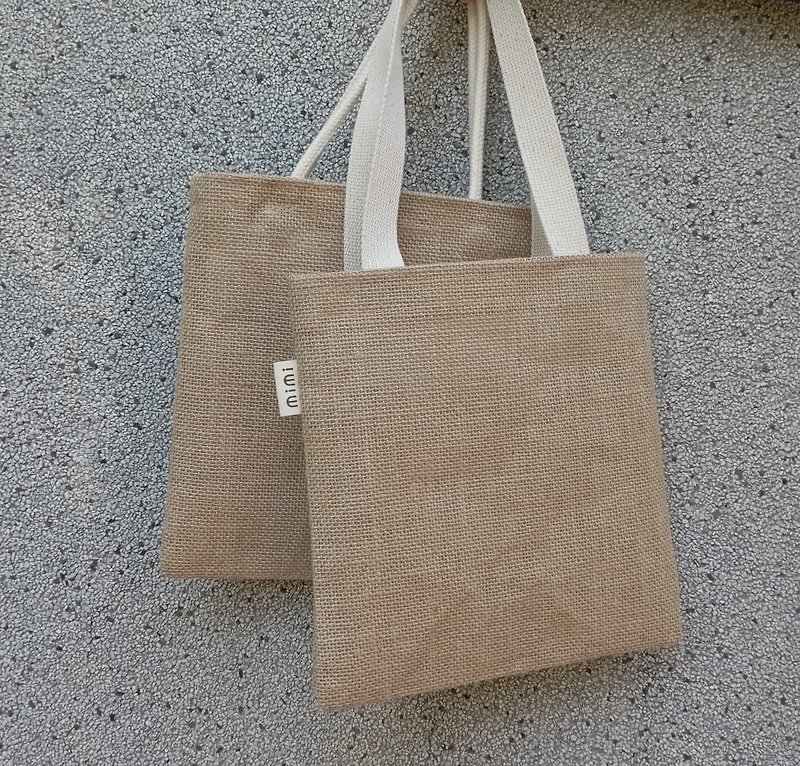 mimi思路 環保麻布手提袋 飲料袋 便當袋  禮品袋-平織紋黃麻布 - 手提包/手提袋 - 棉．麻 卡其色