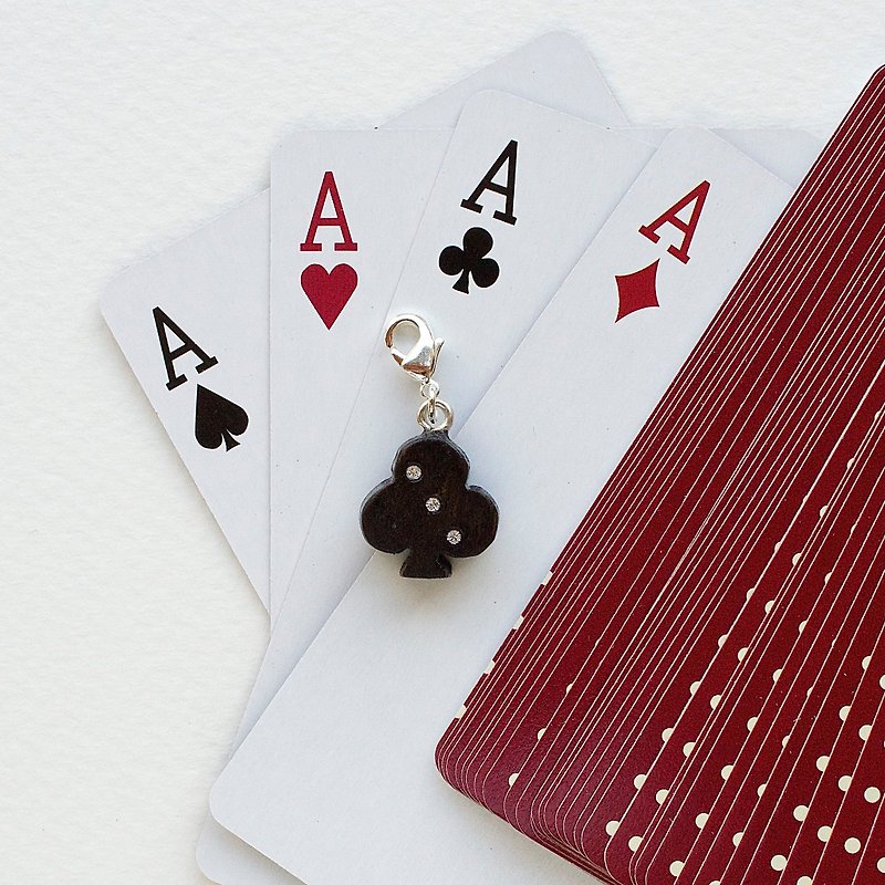 Handmade wooden hanging poker cards@梅花杂祖gift customization - Charms - Wood Brown