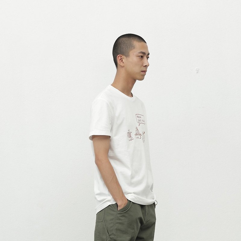 chichaqu | Cotton T-shirt with Printing /relax band/ - Tシャツ メンズ - コットン・麻 