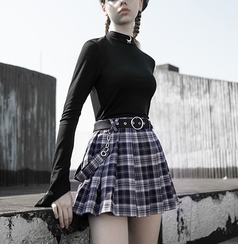 Scottish Academy Belt Skirt-Multicolor /*Purple and White New Large Size* - กระโปรง - วัสดุอื่นๆ สีม่วง