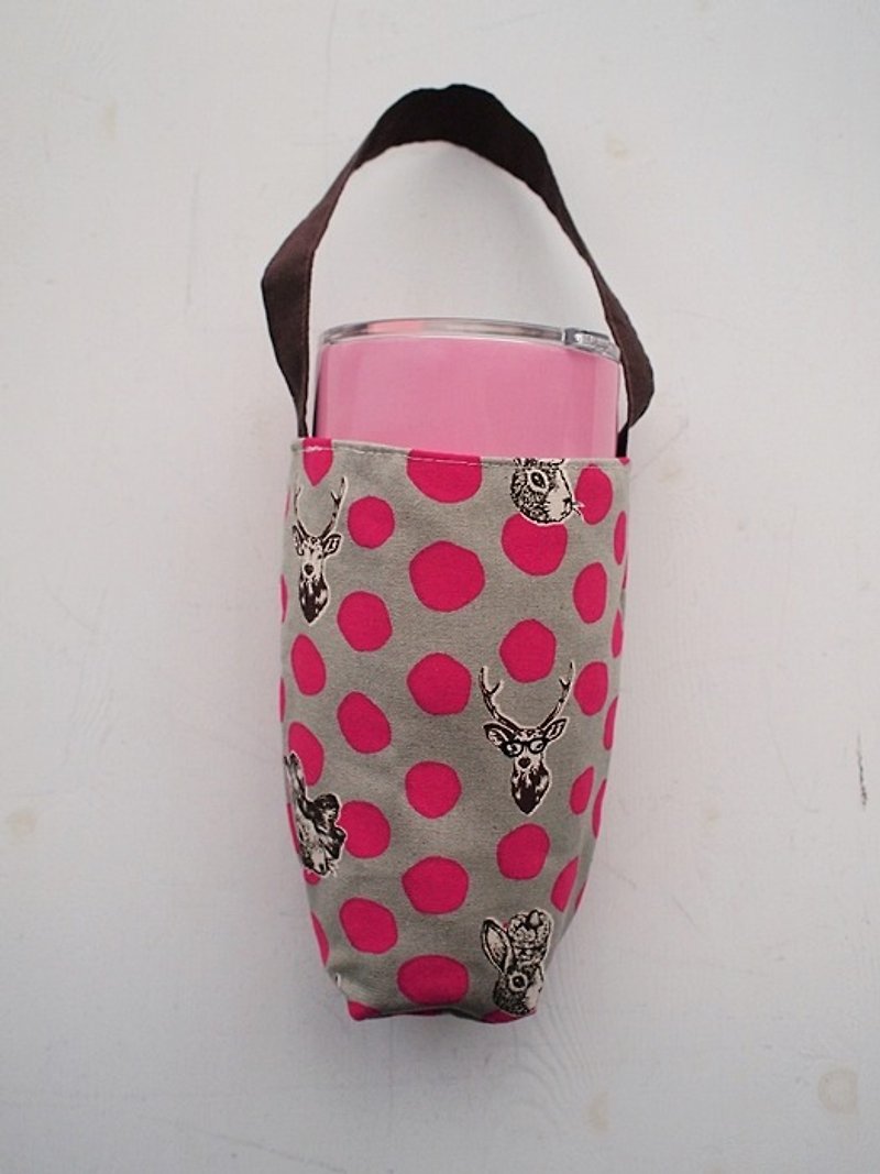 hairmo little animal Ice Cup thermos storage bag -3 color (foldable) - ถุงใส่กระติกนำ้ - ผ้าฝ้าย/ผ้าลินิน สึชมพู