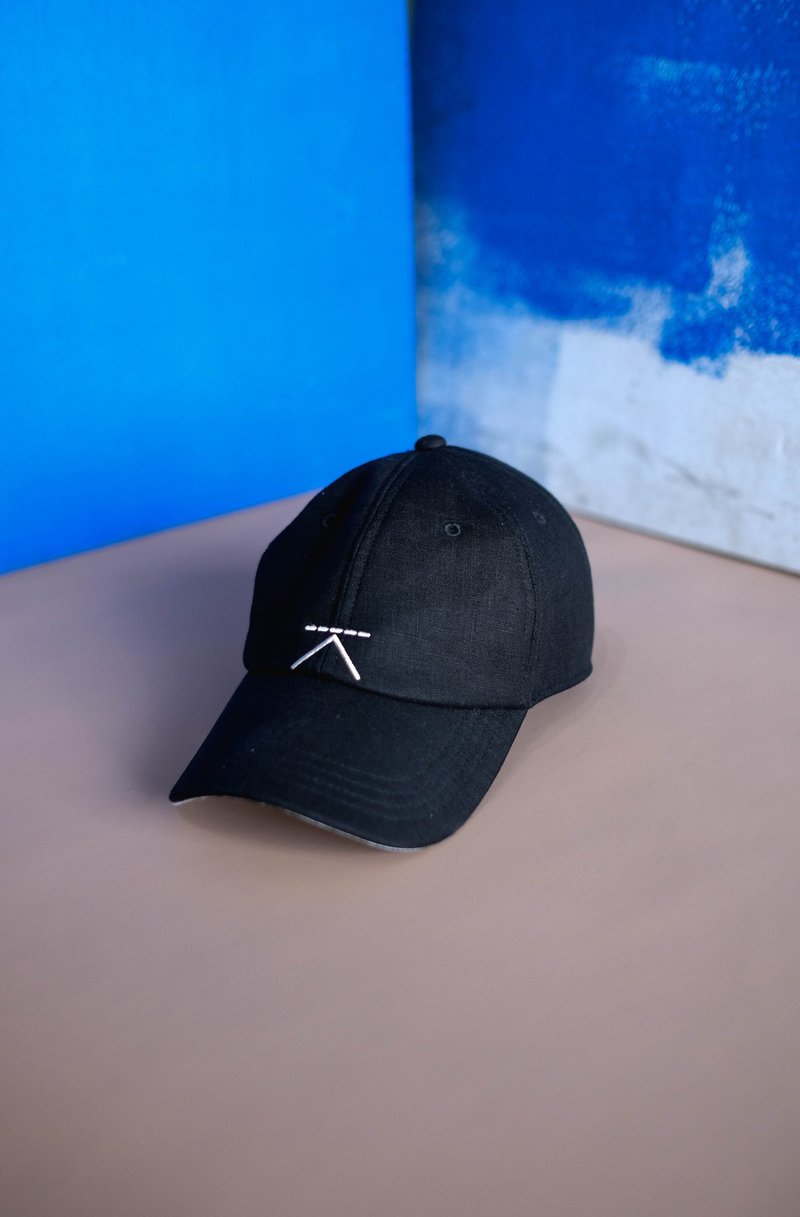 Linen cap - Black - 帽子 - 棉．麻 黑色
