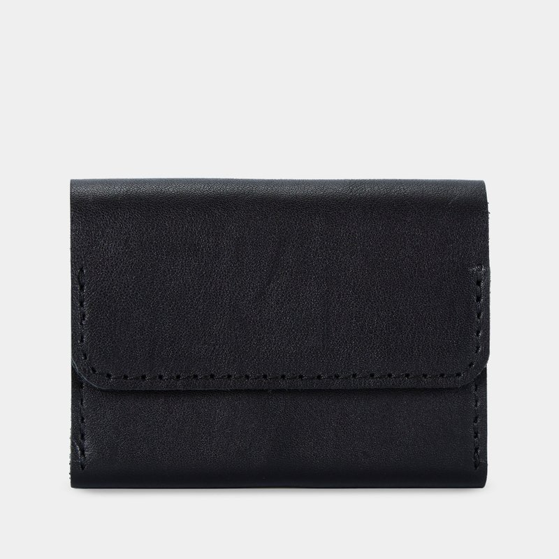 皮革小巧錢包 可放現金 卡片和零錢 - 錢包/皮夾/長短夾 - 真皮 黑色
