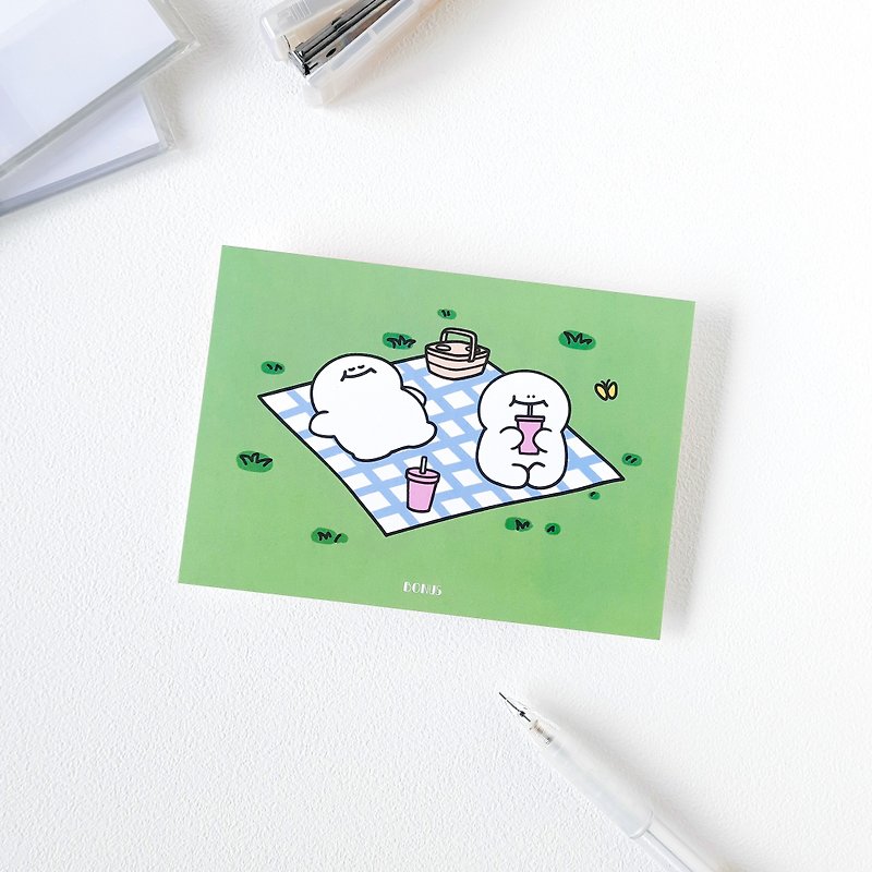 H仔明信片 - 野餐 - 心意卡/卡片 - 紙 綠色