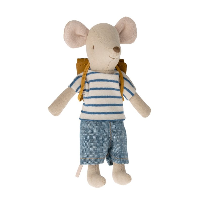 Tricycle mouse, Big brother with bag - Stuffed Dolls & Figurines - Cotton & Hemp White