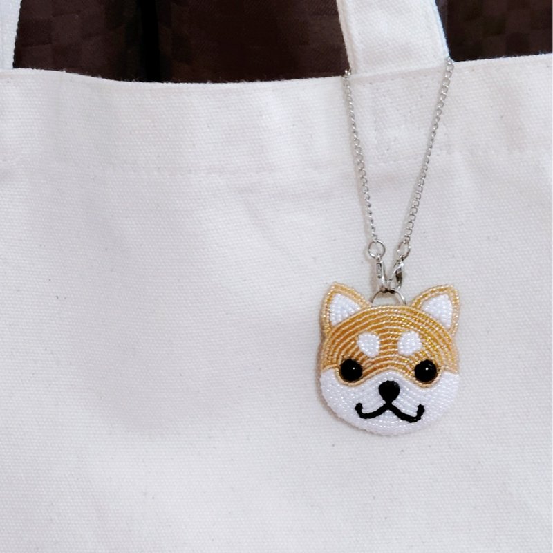 Shiba Inu with a Garnet Nose Charm, Bag Charm, Keychain, Choice of metal fittings - ที่ห้อยกุญแจ - วัสดุอื่นๆ 