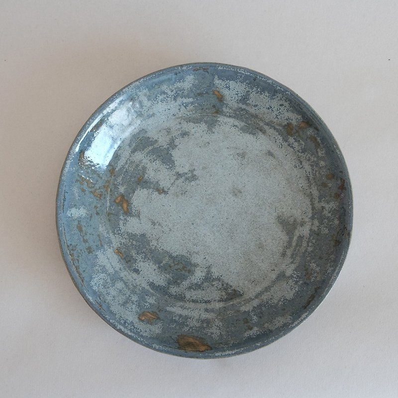 vessel grey-blue glazed pottery plate
