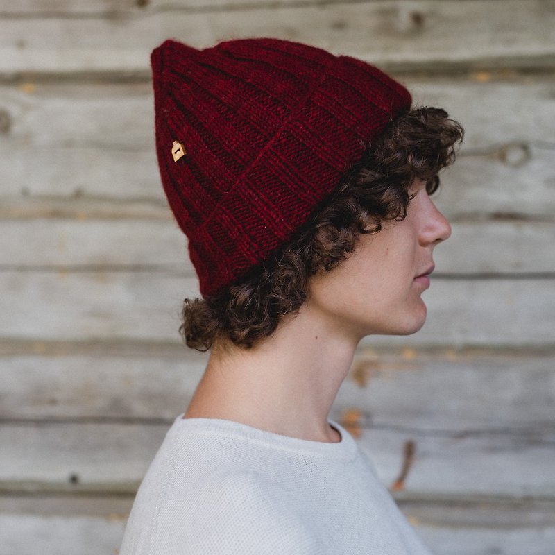 FARMESTER Adult Handmade Wool Hat (Christmas Red_M) - หมวก - ขนแกะ สีแดง