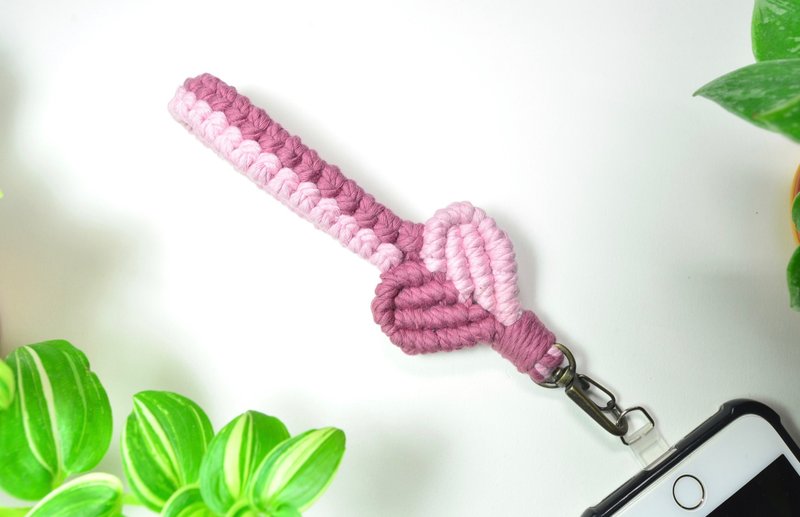 Braided love mobile phone lanyard DIY material package - Knitting, Embroidery, Felted Wool & Sewing - Cotton & Hemp 