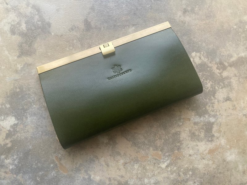 栃木レザーの大容量長財布 - 銀包 - 真皮 綠色