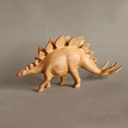 ステゴザウルス 木彫り 置物 木製の手彫り恐竜ステゴサウルス、恐竜の置物 - ショップ
