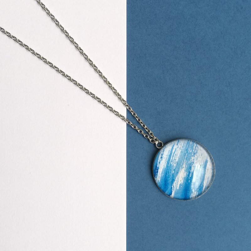 CHEW 'N' GIAM | Hand Painted Necklace [Blue Series] - 項鍊 - 紙 藍色
