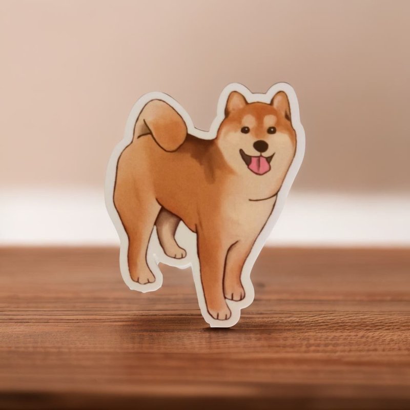 柴犬手繪插畫防水貼紙 - 貼紙 - 紙 橘色