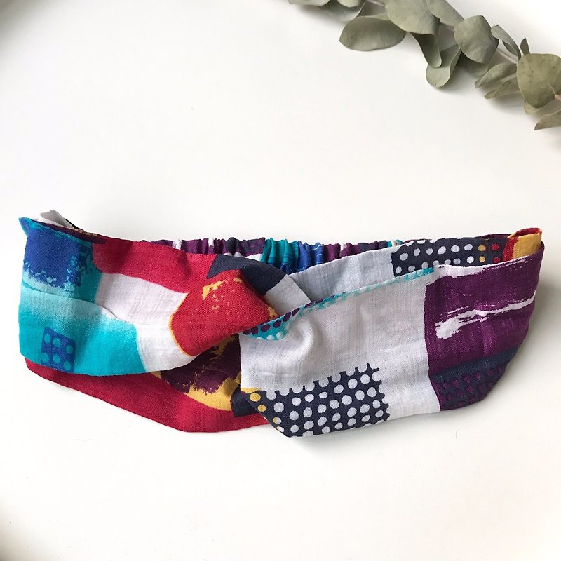 Color collage cross hair band - Hair Accessories - Cotton & Hemp Multicolor