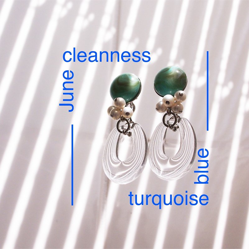 turquoise blue-earrings - ต่างหู - อะคริลิค สีน้ำเงิน