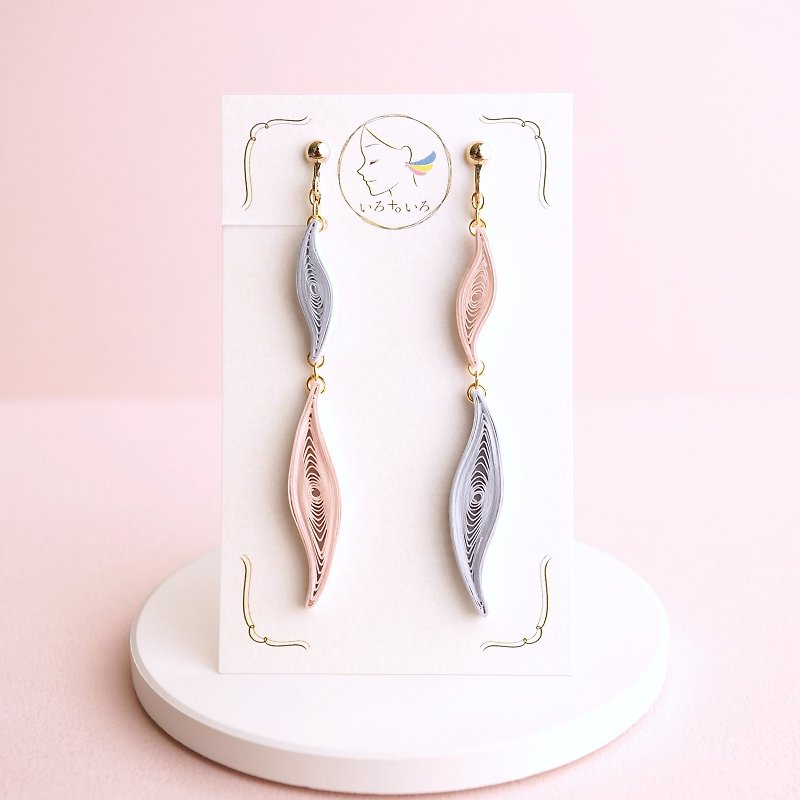 Wave Earrings / Light weight Paper Jewelry - ต่างหู - กระดาษ สึชมพู