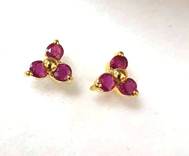 Red Ruby Earrings Silver