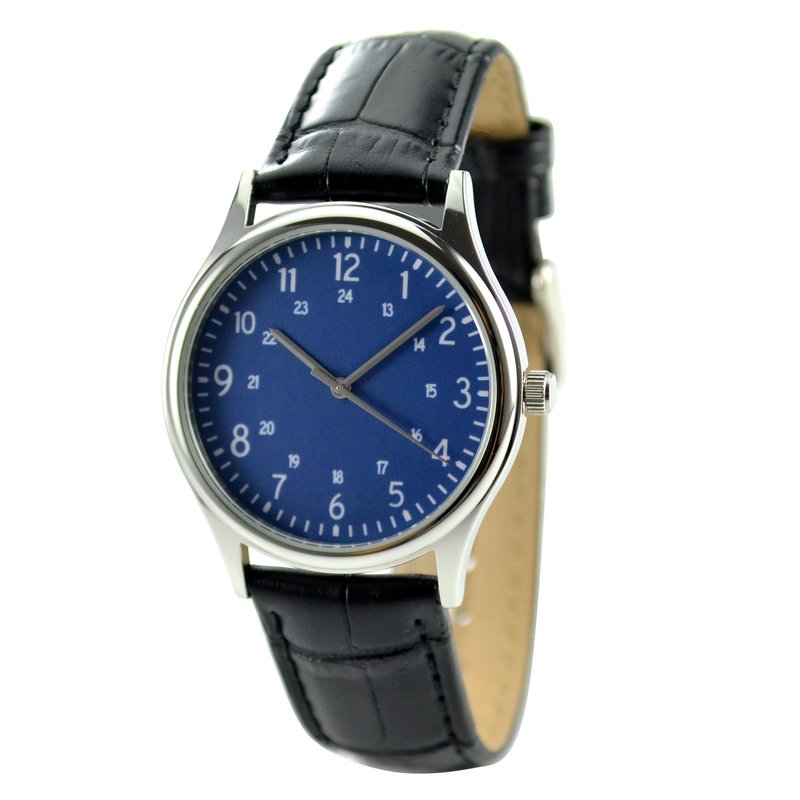 Minimalist number watches 1-24 Lapis Blue Face I Unisex I Free Shipping - นาฬิกาผู้ชาย - สแตนเลส สีน้ำเงิน