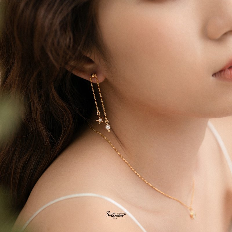 Starry sky adjustable earrings - ต่างหู - ทองแดงทองเหลือง สีทอง