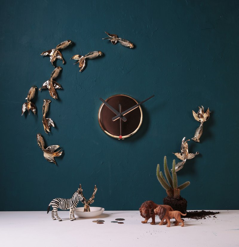 haoshi good thing design goldfish clock gold limited edition - นาฬิกา - เรซิน 