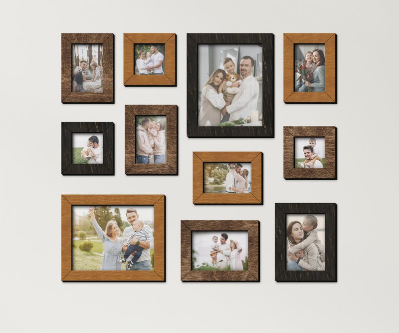 11 件套相框 8 種顏色選項木質照片圖庫用於牆壁拼貼 - 畫框/相架  - 木頭 