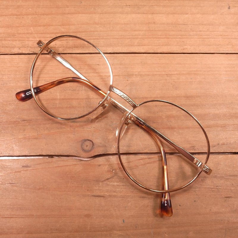 Old bone round frame metal frame R vintage - Glasses & Frames - Other Materials Gold
