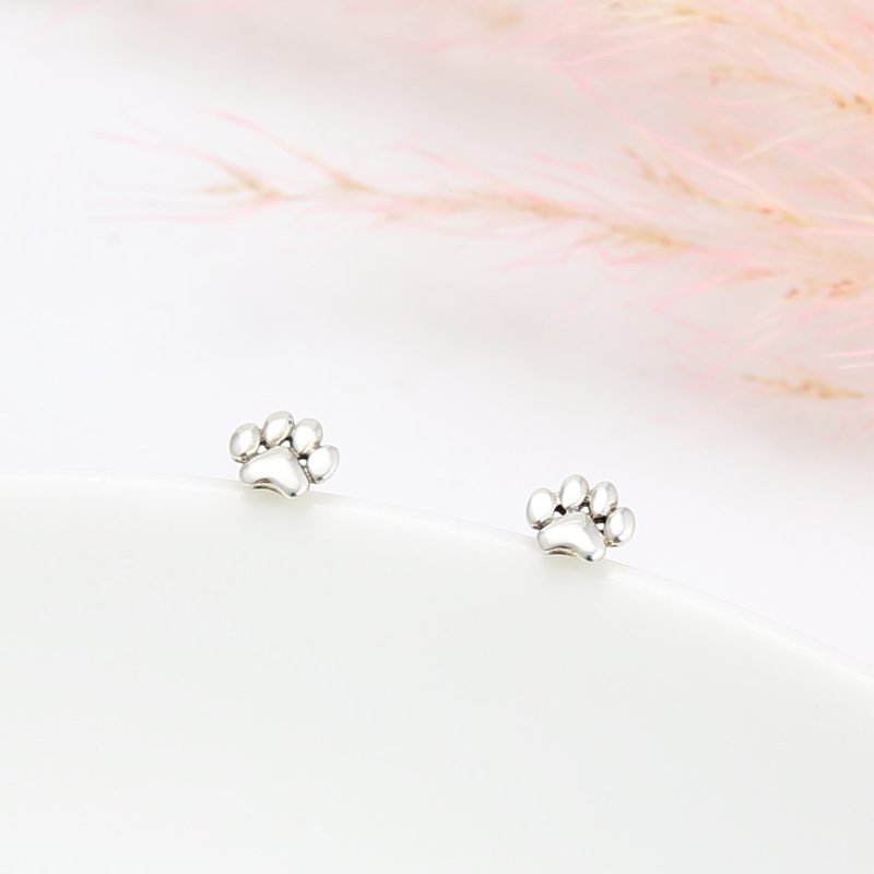 3D Cat Paw Kitten Meow s925 sterling silver earrings Birthday Valentine Day gift - ต่างหู - เงินแท้ สีเงิน