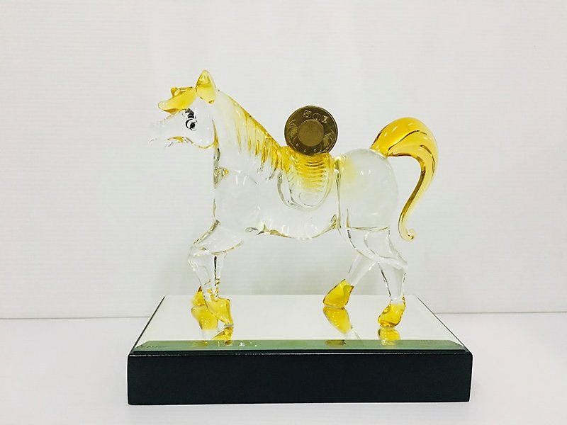 Crystal glass zodiac horse has money right away - Items for Display - Glass 