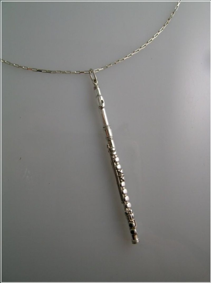 【FUGUE Origin】 flute series - Annie flute necklace - straight - Necklaces - Other Metals Silver