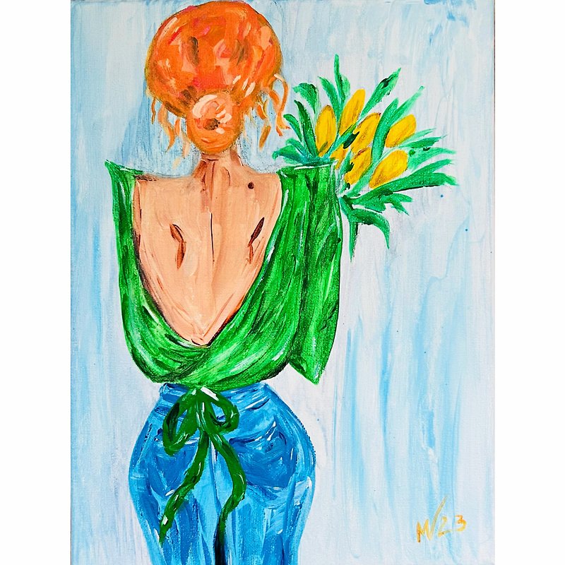 Beautiful Girl Painting Boss Woman Original Artwork Fashion Illustration Art Den - Other - Acrylic Multicolor