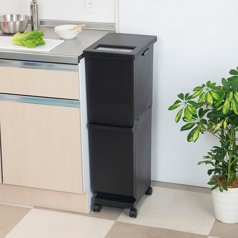 Japan TONBO UNEED series double-layer dual-use classification wheeled trash can 55L - ถังขยะ - พลาสติก 