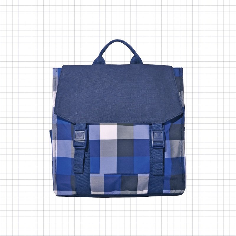 UP 方型後背包(小) UP-1329-BH-S【 台灣原創品包包品牌】 - 後背包/背包/書包 - 棉．麻 藍色