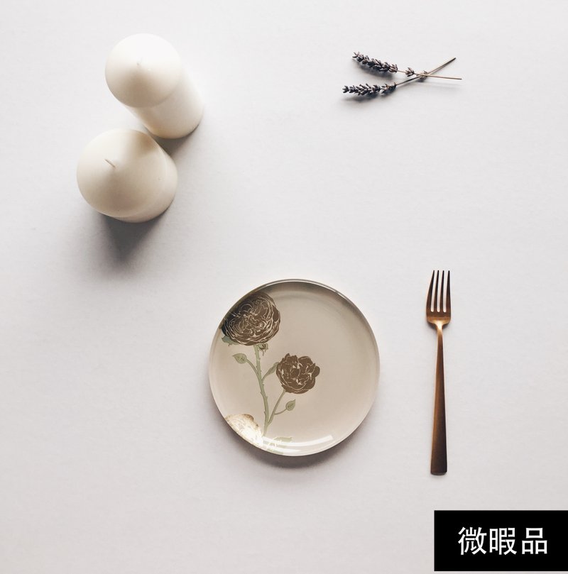 【聖誕禮盒】惜物絕版品 法國巴黎新銳設計 綻放圓形器皿燭盤花款 - 擺飾/家飾品 - 玻璃 金色