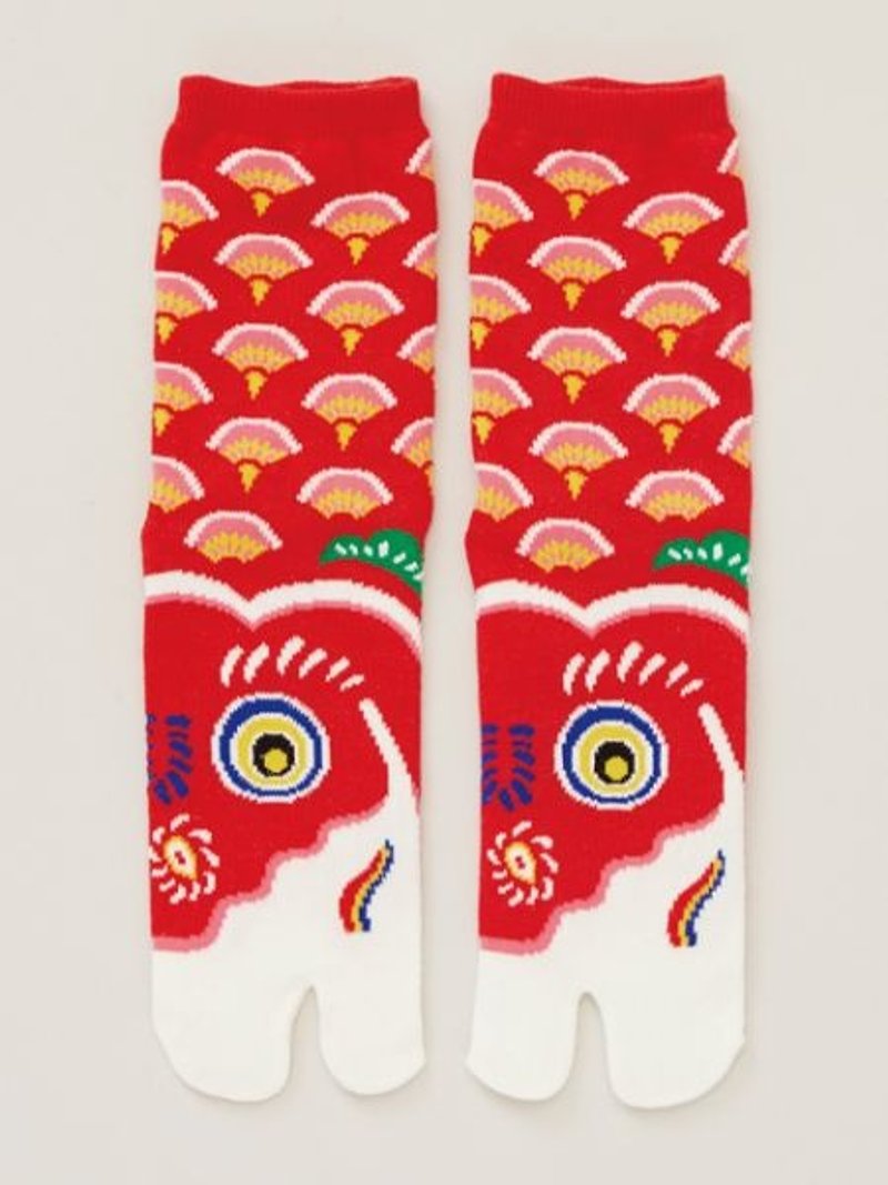 Pre-ordered carp banner two finger socks medium length 7JKP7101 - ถุงเท้า - ผ้าฝ้าย/ผ้าลินิน หลากหลายสี