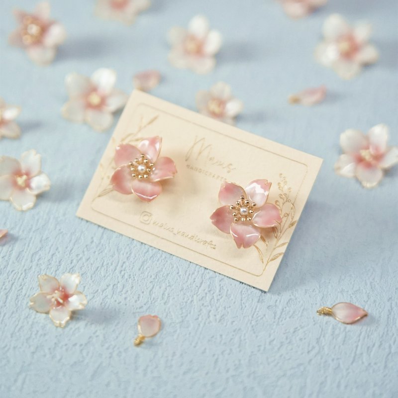 Sakura•Pink-Handmade resin earrings jewelry New Year gift - ต่างหู - เรซิน สึชมพู