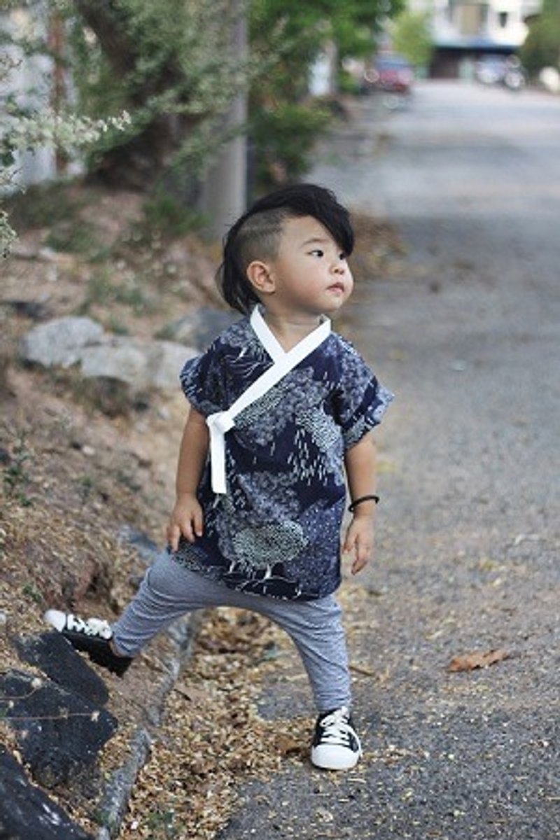 Japanese Cotton Boy Kimono Top - 其他 - 棉．麻 灰色