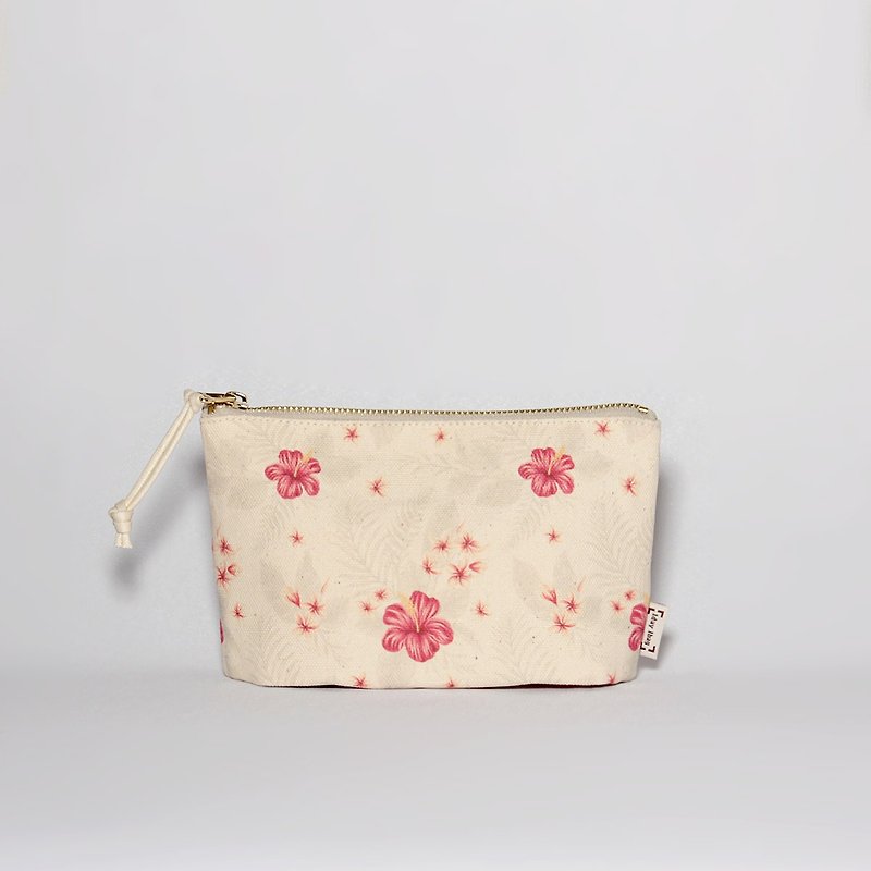 [Flash Specials] gift / Cosmetic / Pencil / admission package / thick canvas zipper bag _ -BOHO hibiscus flower holidays - Toiletry Bags & Pouches - Cotton & Hemp Multicolor