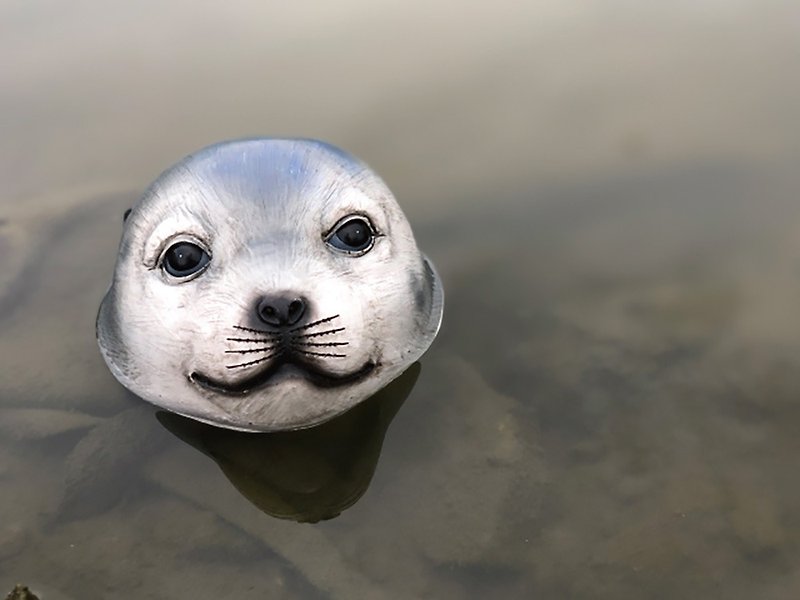 日本Magnets擬真動物系列立體海豹造型漂浮泡澡海綿 - 其他 - 海綿 卡其色