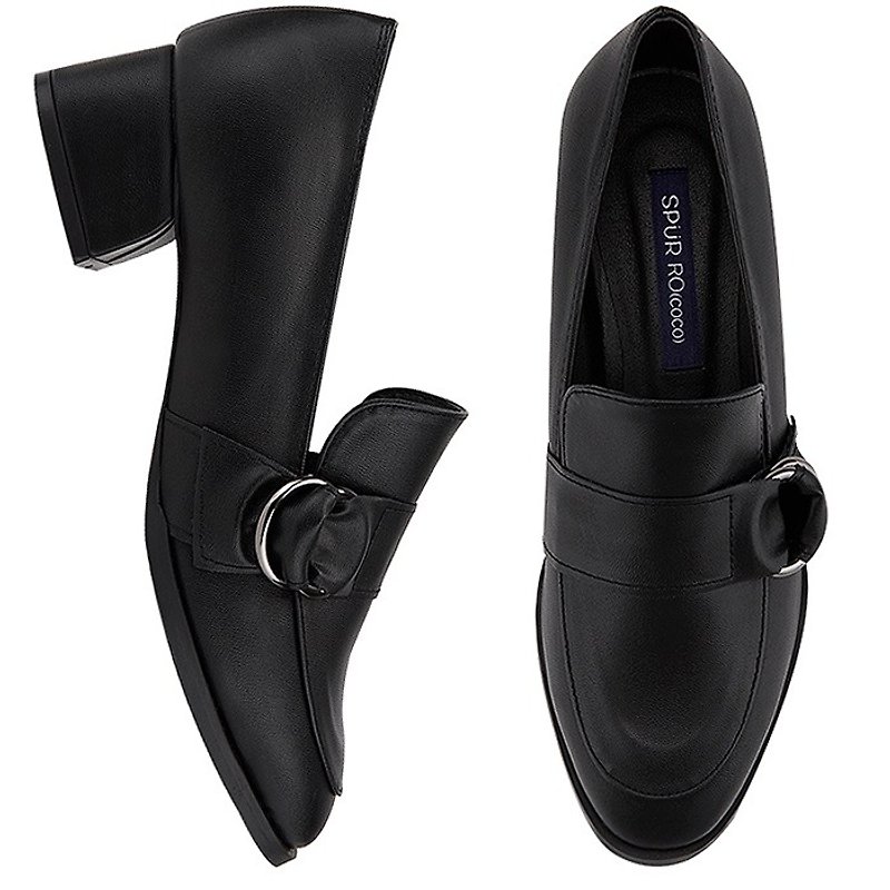 PRE-ORDER – SPUR 復古環扣中跟鞋 LF7012 BLACK - 高跟鞋/跟鞋 - 真皮 黑色