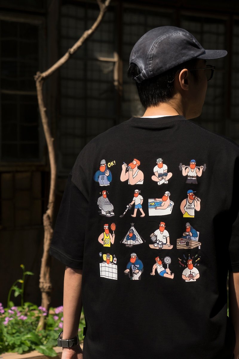 T-SHIRT 新款夏季潮流生活方式印花圓領寬鬆短袖TEE恤 日系休閒 - 男 T 恤 - 棉．麻 多色