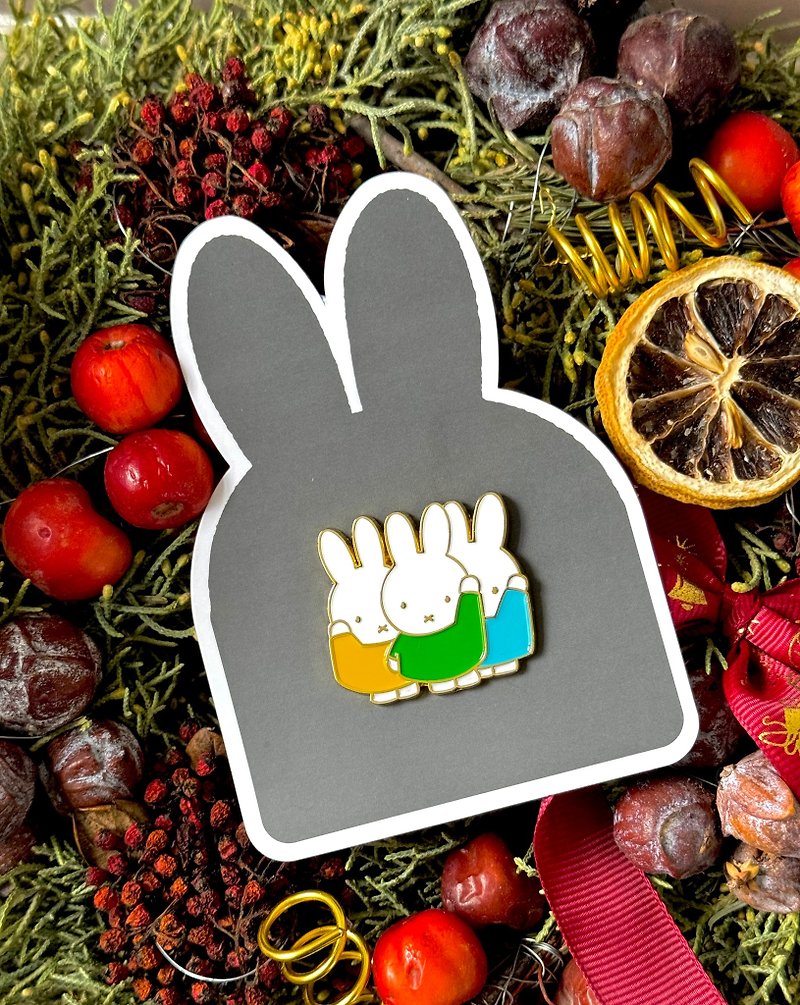 【Pinkoi x miffy】2024 Miffy stationery series metal badge together - Brooches - Other Metals Multicolor