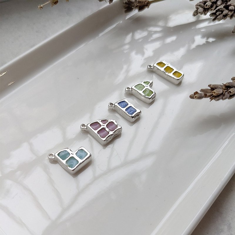 Mini Afternoon Tea - One Bite Muffin - Enamel 925 Sterling Silver Pastel Necklace - Necklaces - Other Metals Multicolor