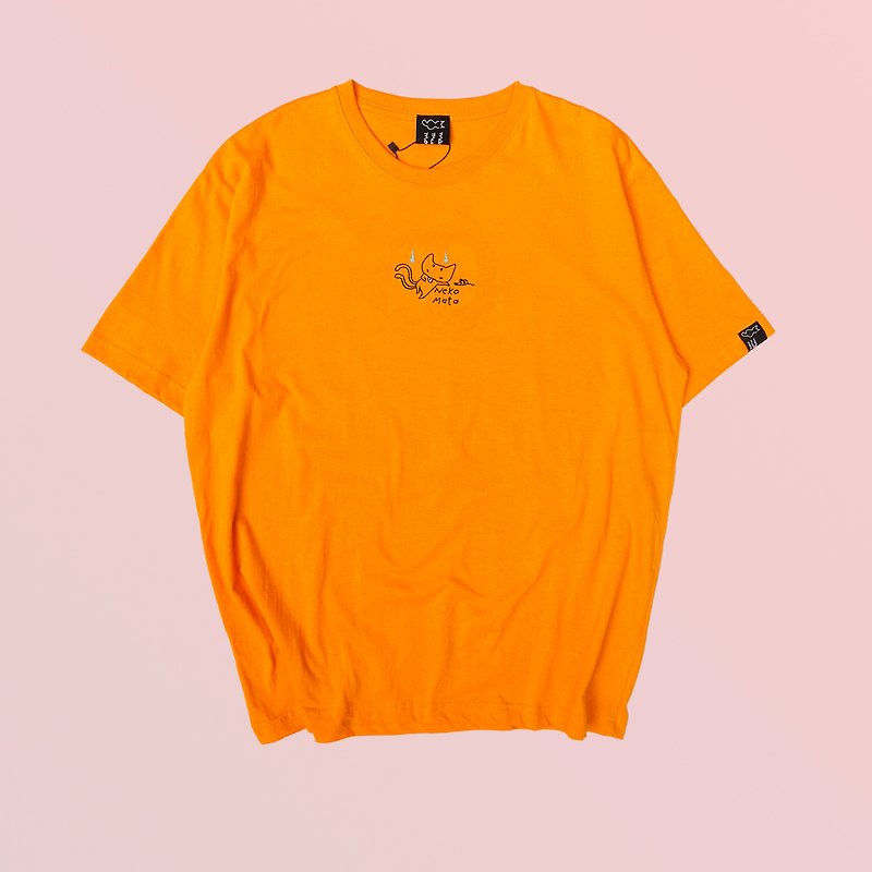 Oversize T-shirt - NekoMata grooming - Yellow - 中性衛衣/T 恤 - 棉．麻 黃色