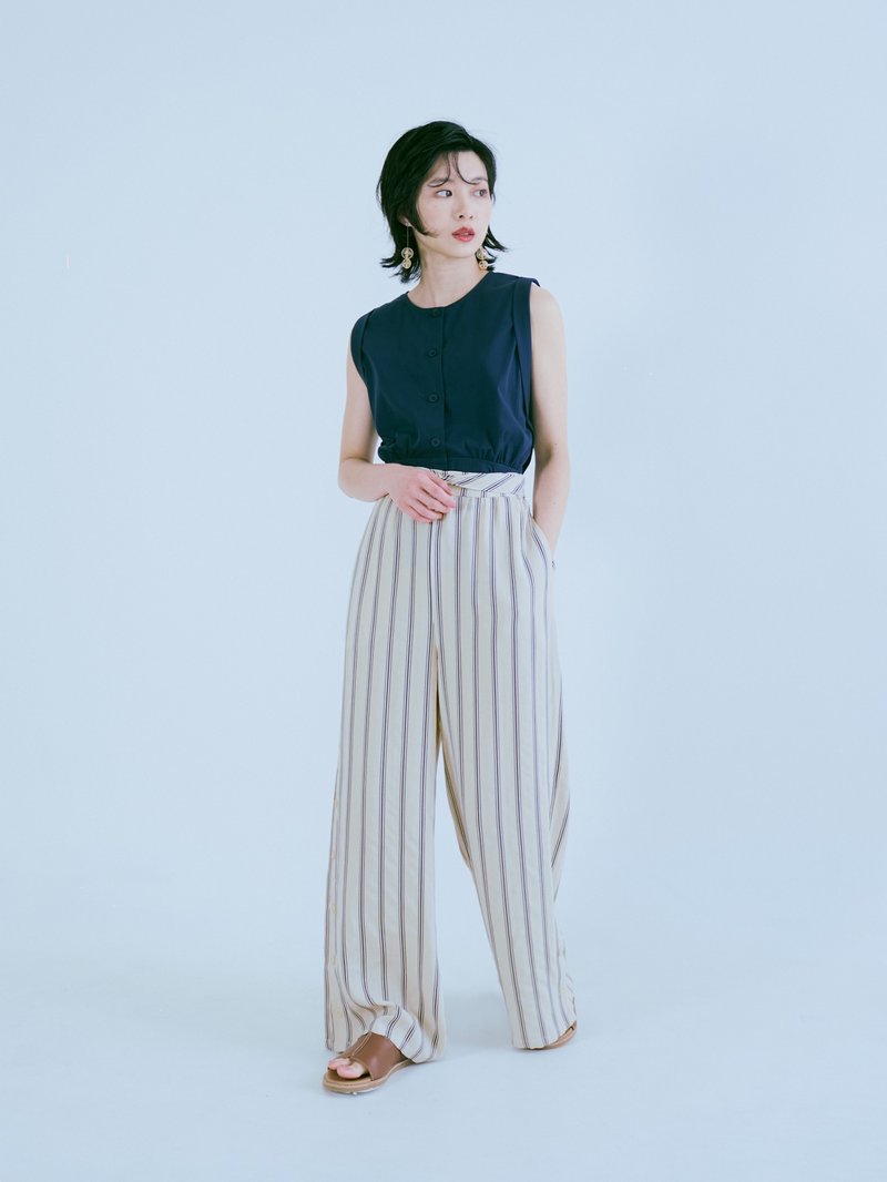 Memories of Spring Striped Trousers-Lovers - กางเกงขายาว - ไฟเบอร์อื่นๆ ขาว