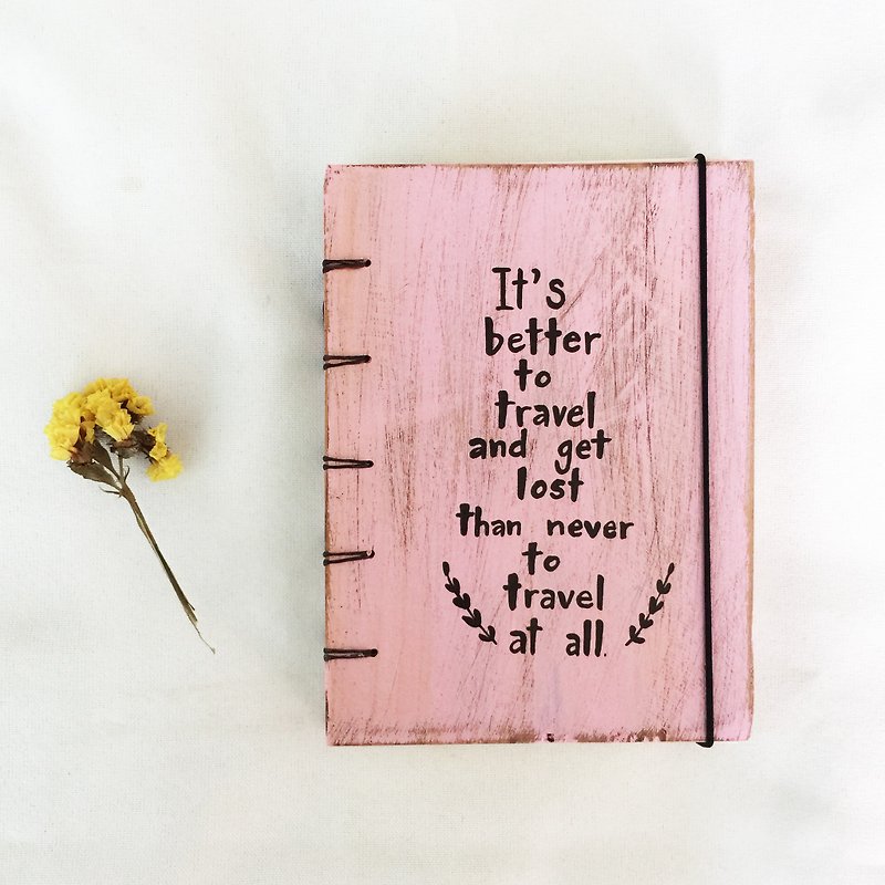 Pink Vintage notebook handmadenotebook diaryhandmade wood  筆記本 - 筆記簿/手帳 - 木頭 粉紅色